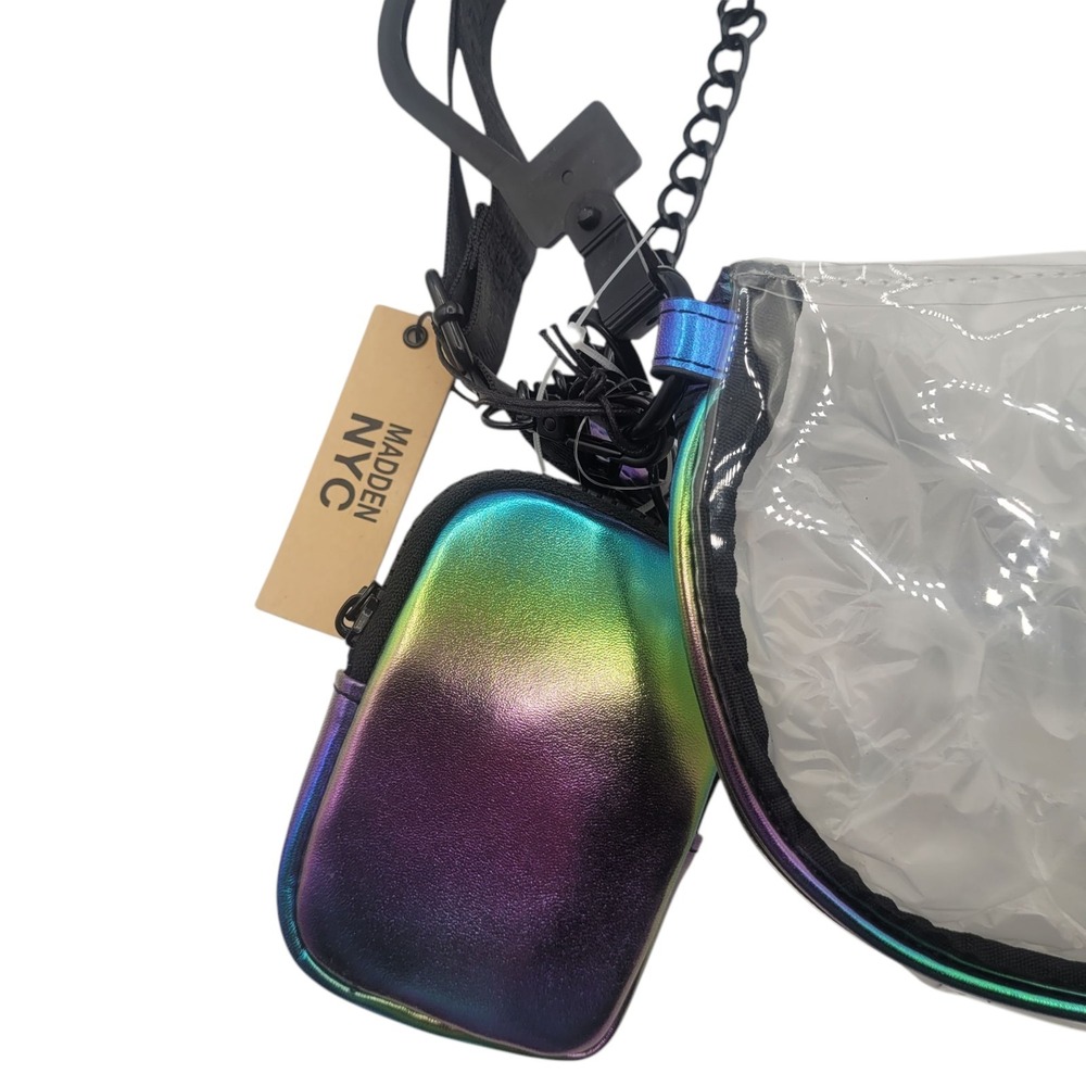 Steve Madden NYC Iridescent Womans Clear Hobo Crossbody Stadium & Arena Approved - Picture 6 of 7